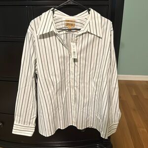 Michael Kors White & Black Stripe Button-Down Shirt